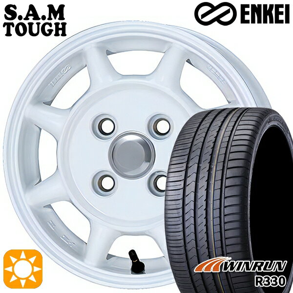 【取付対象】165/55R14 72H ウィンラン R330 ENKEI S.A.M タフ ホワイト 14インチ 4.5J 4H100 サマータイヤホイールセット