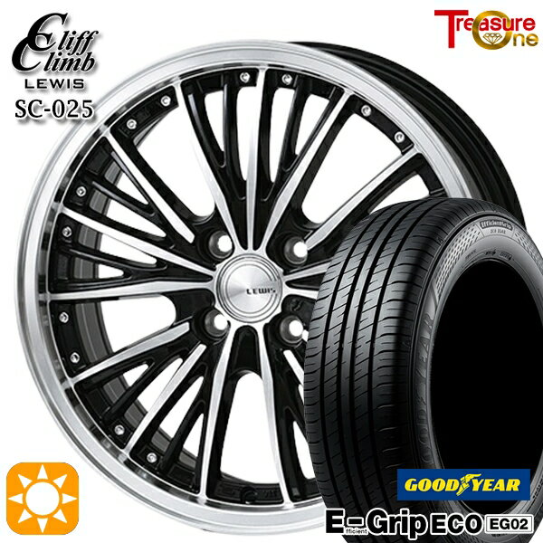 【取付対象】N-BOX 165/50R16 75V グッドイヤー エフィシェントグリップ EG02 トレジャーワン クリフクライム ルイス SC025 16インチ 5.0J 4H100 サマータイヤホイールセット