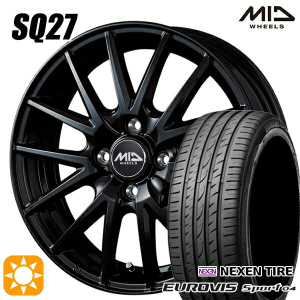 【取付対象】165/60R14 75H ロードストーン ユーロビズ Sport 04 MID シュナイダー SQ27 メタリックブラック 14インチ 4.5J 4H100 サマータイヤホイールセット