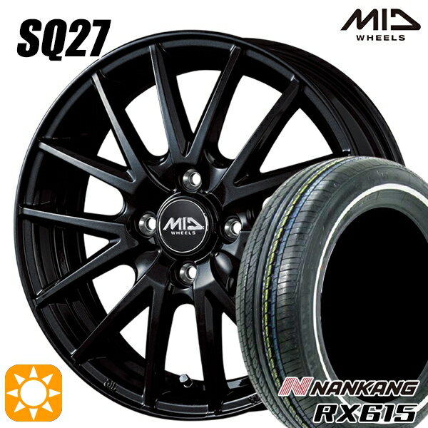 【取付対象】155/65R14 ナンカン RX615　ホワイトリボン MID シュナイダー SQ27 メタリックブラック 14インチ 4.5J 4H100 サマータイヤホイールセット