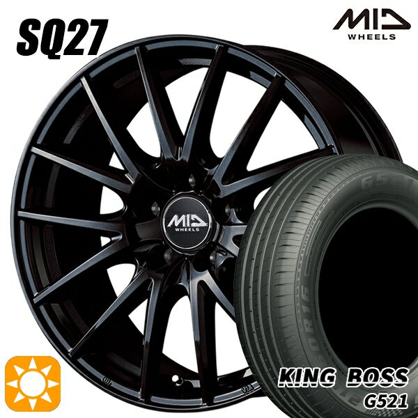【取付対象】リーフ ノア 205/55R16 91V キングボス G521 MID シュナイダー SQ27 メタリックブラック 16インチ 6.5J 5H114.3 サマータイヤホイールセット