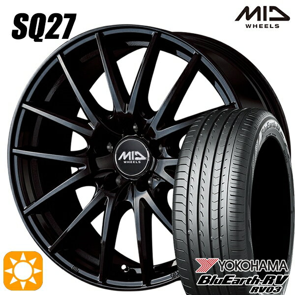 【取付対象】205/60R16 96H XL ヨコハマ ブルーアース RV03 MID シュナイダー SQ27 メタリックブラック 16インチ 6.5J 5H114.3 サマータイヤホイールセット