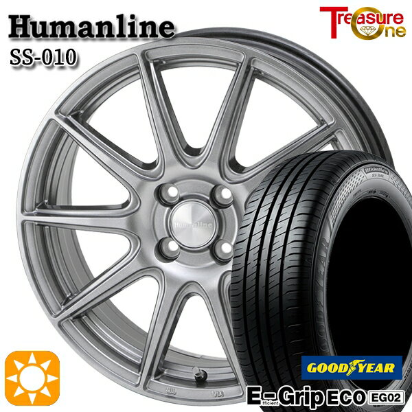 【取付対象】175/65R14 82S グッドイヤー エフィシェントグリップ EG02 トレジャーワン ヒューマンライン SS010 ダークグレー 14インチ 5.5J 4H100 +38/+45 サマータイヤホイールセット