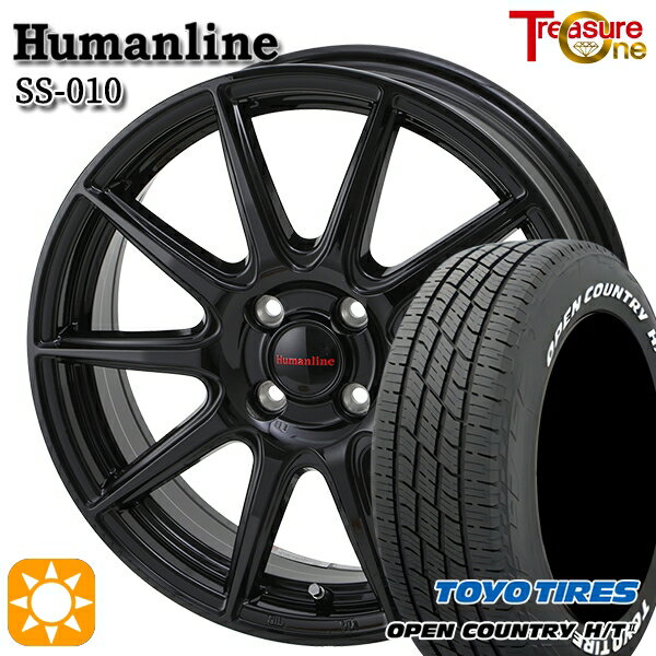 【取付対象】フィット アクア 185/60R15 84H トーヨー オープンカントリー H/T2 WL トレジャーワン ヒューマンライン SS010 ブラック 15インチ 5.5J 4H100 +38/+45 サマータイヤホイールセット