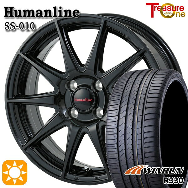 【取付対象】165/50R15 76V XL ウィンラン R330 トレジャーワン ヒューマンライン SS010 ブラック 15インチ 4.5J 4H100 +45 サマータイヤホイールセット