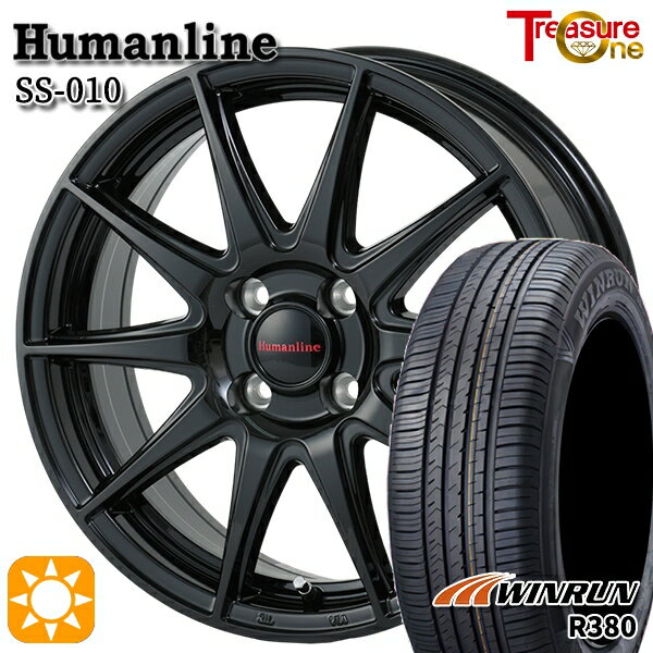 【取付対象】165/65R14 79T ウィンラン R380 トレジャーワン ヒューマンライン SS010 ブラック 14インチ 5.5J 4H100 サマータイヤホイールセット