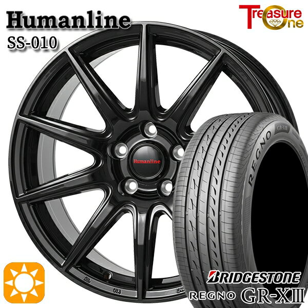 【取付対象】アイシス ノア/ヴォクシー 215/45R17 91W XL ブリヂストン レグノ GR-X3 トレジャーワン ヒューマンライン SS010 ブラック 17インチ 7.0J 5H114.3 +38/+48/+53 サマータイヤホイールセット