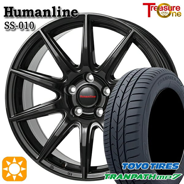 【取付対象】225/50R18 95V トーヨー トランパス mp7 トレジャーワン ヒューマンライン SS010 ブラック 18インチ 7.0J 5H114.3 +48/+53 サマータイヤホイールセット
