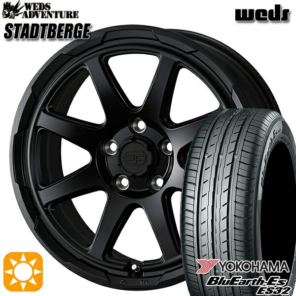 【取付対象】ヴェゼル オデッセイ 215/60R16 95H ヨコハマ ブルーアース ES32 ウェッズ スタットベルク セミマットブラック 16インチ 7.0J 5H114.3 サマータイヤホイールセット