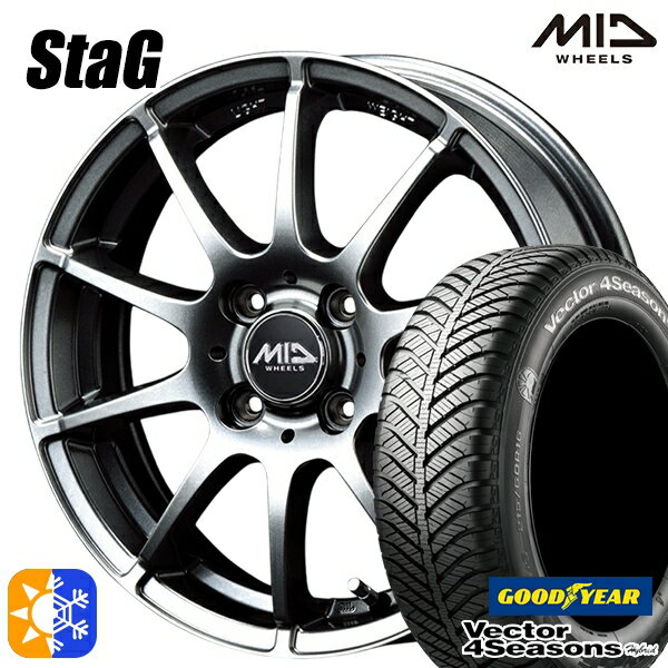 155/70R13インチ グッドイヤー ベクター フォーシーズンズ MID シュナイダー スタッグ MG 4.0Jx13 4穴 100 オールシーズンタイヤホイールセット