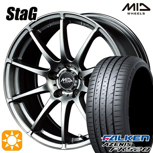 【取付対象】225/40R18 92Y XL ファルケン アゼニス FK520 MID シュナイダー スタッグ メタリックグレー 18インチ 7.0J 5H114.3 サマータイヤホイールセット
