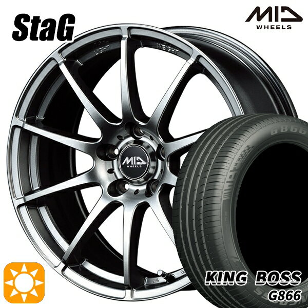 【取付対象】215/45R17 91W XL キングボス G866 MID シュナイダー スタッグ メタリックグレー 17インチ 7.0J 5H114.3 サマータイヤホイールセット