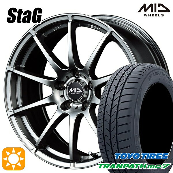 【取付対象】215/60R16 95H トーヨー トランパス mp7 MID シュナイダー スタッグ メタリックグレー 16インチ 6.5J 5H114.3 サマータイヤホイールセット