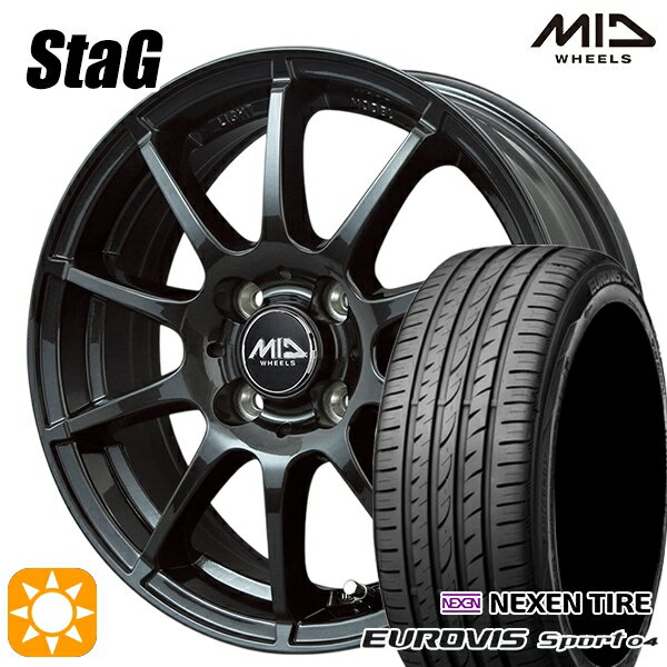 【取付対象】165/60R14 75H ロードストーン ユーロビズ Sport 04 MID シュナイダー スタッグ ストロングガンメタ 14インチ 4.5J 4H100 サマータイヤホイールセット