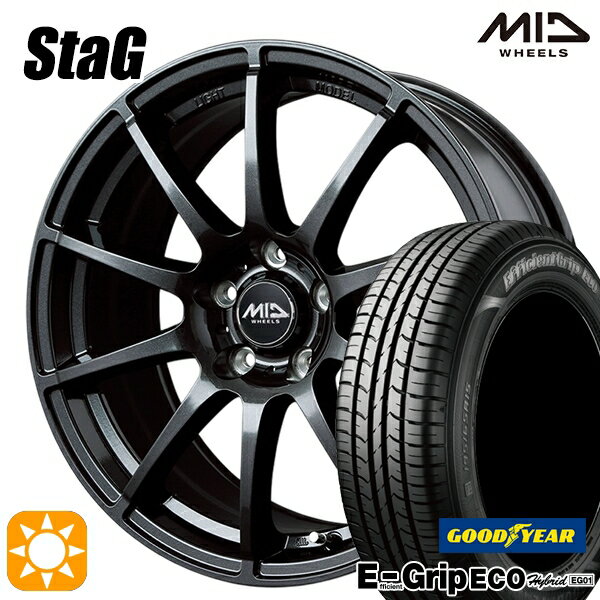 【取付対象】リーフ レヴォーグ 215/50R17 91V グッドイヤー エフィシェントグリップ エコ EG01 MID シュナイダー スタッグ ストロングガンメタ 17インチ 7.0J 5H114.3 サマータイヤホイールセット