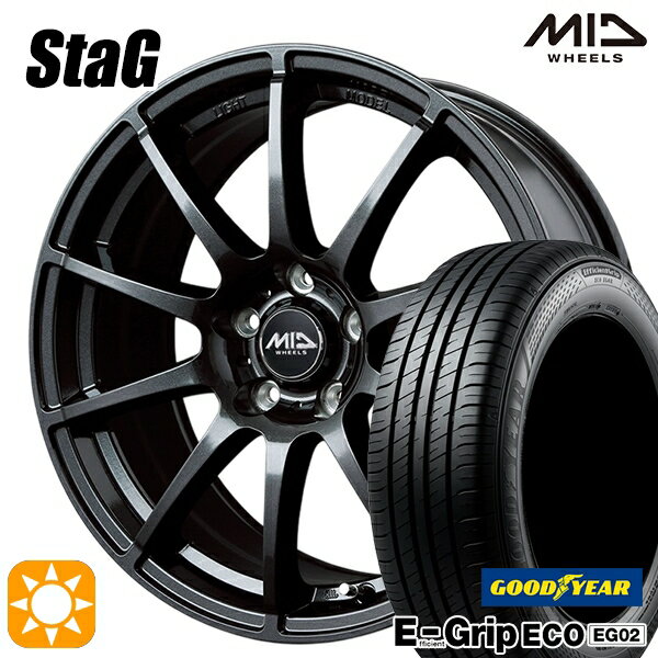【取付対象】エスクァイア セレナ 195/65R15 91H グッドイヤー エフィシェントグリップ EG02 MID シュナイダー スタッグ ストロングガンメタ 15インチ 6.0J 5H114.3 サマータイヤホイールセット