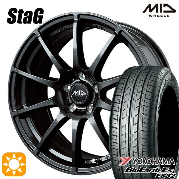 【取付対象】215/50R17 95V XL ヨコハマ ブルーアース ES32 MID シュナイダー スタッグ ストロングガンメタ 17インチ 7.0J 5H114.3 サマータイヤホイールセット