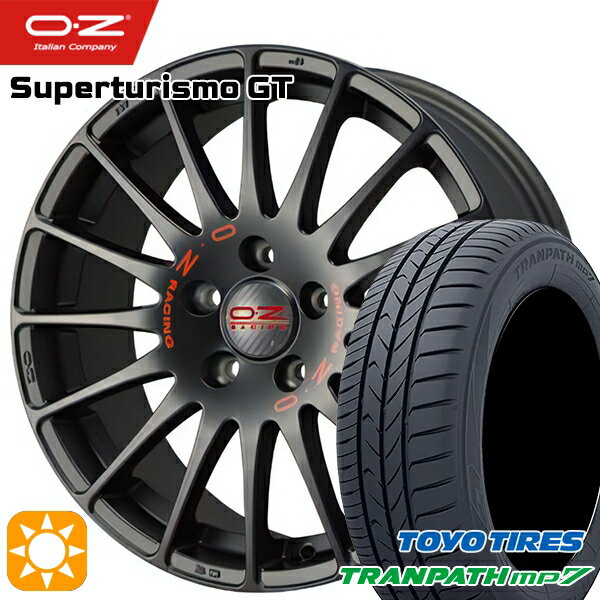 【取付対象】ベンツ Aクラス 205/55R17 95V トーヨー トランパス mp7 OZ スーパーツーリズモ GT マットブラック/レッドロゴ 17インチ 7.5J 5H112 サマータイヤホイールセット