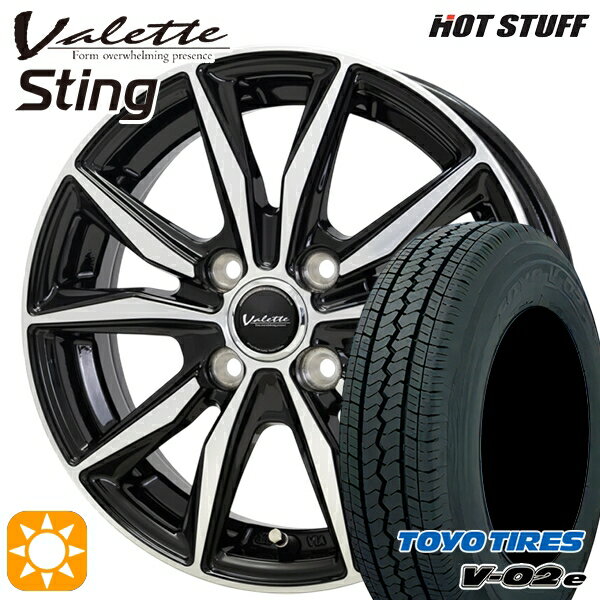 【取付対象】軽トラ 145/80R12 80/78N トーヨー V02E V-02E ホットスタッフ ヴァレット スティング BK/P 12インチ 4.0J 4H100 +43 サマータイヤホイールセット