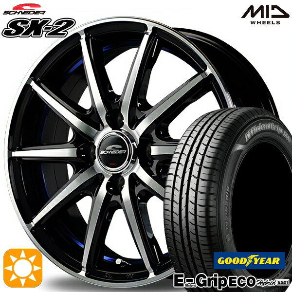 【取付対象】フィット アクア 185/60R15 84H グッドイヤー エフィシェントグリップ エコ EG01 MID シュナイダー SX2 BULE 15インチ 5.5J 4H100 サマータイヤホイールセット