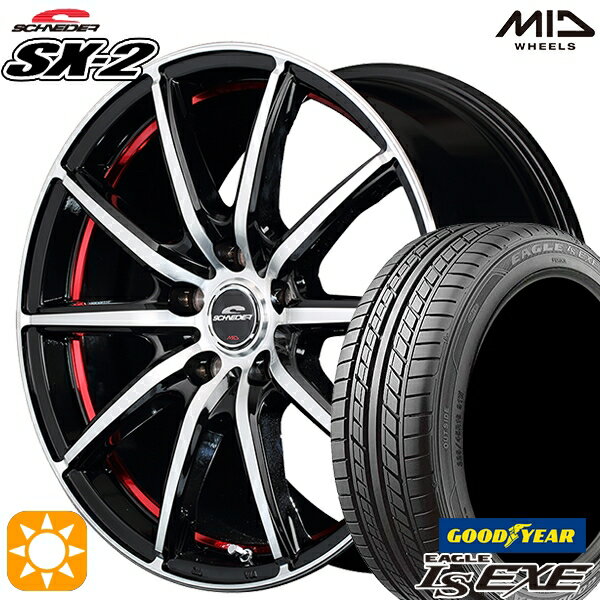 【取付対象】アイシス ノア 215/45R17 91W XL グッドイヤー イーグル LSEXE MID シュナイダー SX2 ブラックポリッシュ＋アンダーカットレッドクリア 17インチ 7.0J 5H114.3 サマータイヤホイールセット