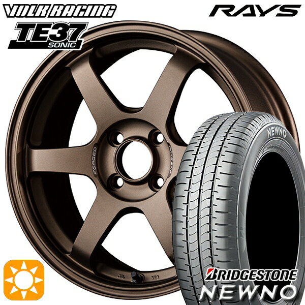 【取付対象】185/60R15 84H ブリヂストン ニューノ RAYS ボルクレーシング TE37 ソニック BR 15インチ 6.0J 4H100 サマータイヤホイールセット