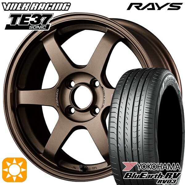 【取付対象】185/65R15 88H ヨコハマ ブルーアース RV03 RAYS ボルクレーシング TE37 ソニック BR 15インチ 6.0J 4H100 サマータイヤホイールセット