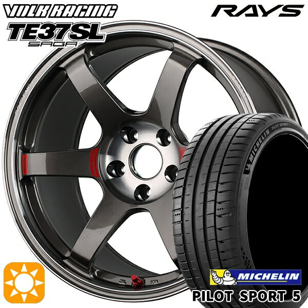 【取付対象】215/45R17 91Y XL ミシュラン パイロットスポーツ5 RAYS ボルクレーシング TE37 サーガSL PG 17インチ 7.5J 5H114.3 サマータイヤホイールセット