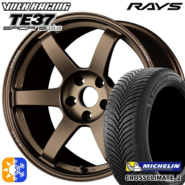 225/40R18 92Y XL ミシュラン クロスクライメート2 RAYS ボルクレーシング TE37 サーガ S-プラス BR 18インチ 7.5J 5H114.3 オールシーズンタイヤホイールセット