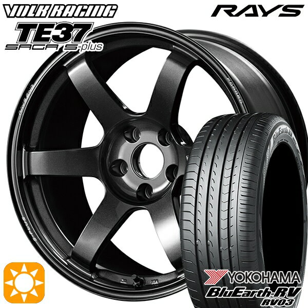 【取付対象】215/45R18 93W XL ヨコハマ ブルーアース RV03 RAYS ボルクレーシング TE37 サーガ S-プラス MM 18インチ 7.5J 5H114.3 サマータイヤホイールセット