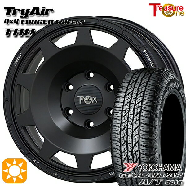 【取付対象】ヴェゼル オデッセイ 215/60R16 95H ヨコハマ ジオランダーA/T G015 トレジャーワン 鍛造 トライエアー TAD マットブラック 16インチ 7.0J 5H114.3 サマータイヤホイールセット