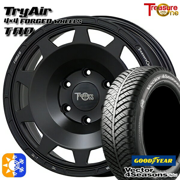 エルグランド クロスロード 215/65R16 98H グッドイヤー ベクター フォーシーズンズ トレジャーワン 鍛造 トライエアー TAD 16インチ 7.0J 5H114.3 マットブラック オールシーズンタイヤホイールセット