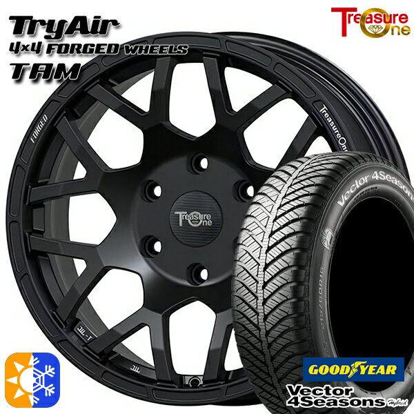 エルグランド クロスロード 215/65R16 98H グッドイヤー ベクター フォーシーズンズ トレジャーワン 鍛造 トライエアー TAM 16インチ 7.0J 5H114.3 マットブラック オールシーズンタイヤホイールセット