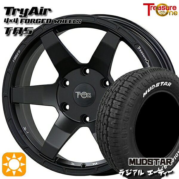 【取付対象】エルグランド クロスロード 215/65R16 109/107L マッドスター ラジアル A/T ホワイトレター トレジャーワン 鍛造 トライエアー TAS マットブラック 16インチ 7.0J 5H114.3 サマータイヤホイールセット
