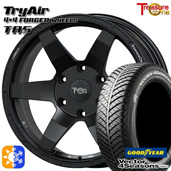 エルグランド クロスロード 215/65R16 98H グッドイヤー ベクター フォーシーズンズ トレジャーワン 鍛造 トライエアー TAS 16インチ 7.0J 5H114.3 マットブラック オールシーズンタイヤホイールセット