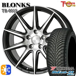 205/55R16 91V ヨコハマ ブルーアース 4S AW21 トレジャーワン ブロンクス TB001S ブラックポリッシュ 16インチ 6.5J 5H114.3 +38/+48/+53 オールシーズンタイヤホイールセット