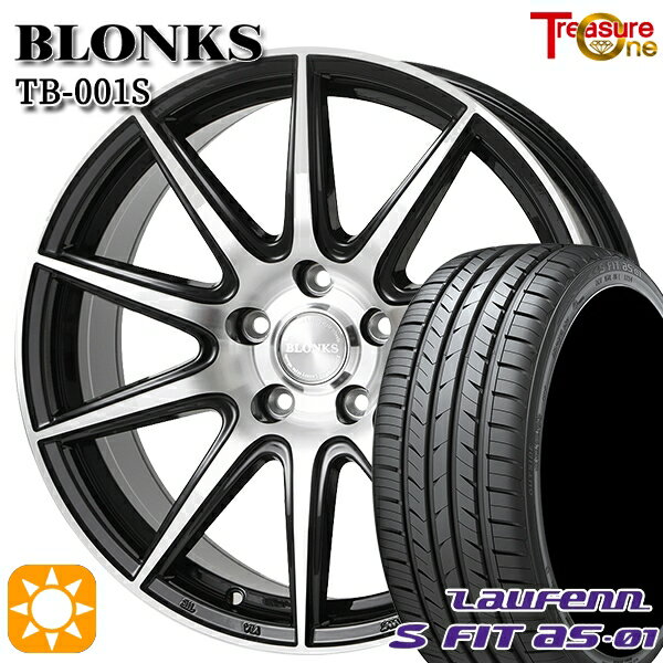 【取付対象】225/40R18 92W XL ラウフェン S FIT aS-01 LH02 トレジャーワン ブロンクス TB001S ブラックポリッシュ 18インチ 7.0J 5H114.3 +48/+53 サマータイヤホイールセット