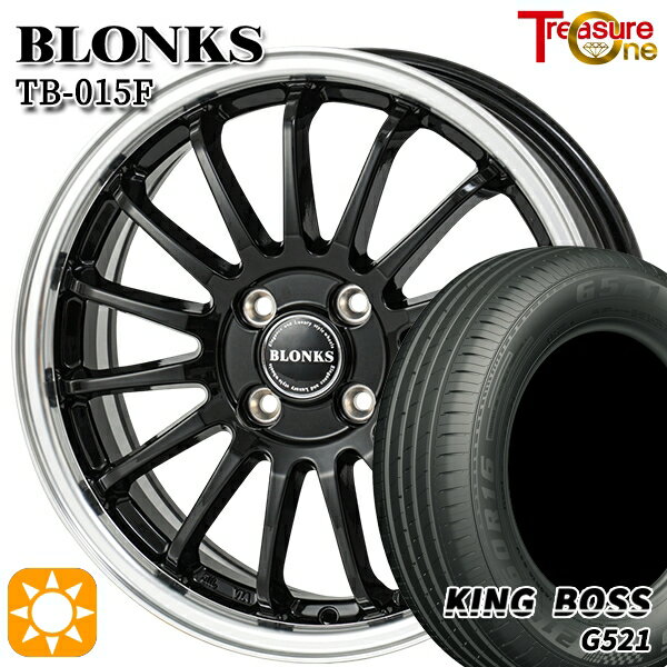 【取付対象】エブリィワゴン 165/60R14 75H キングボス G521 トレジャーワン ブロンクス TB015F BK/RP 14インチ 4.5J 4H100 サマータイヤホイールセット
