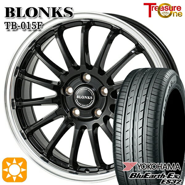 【取付対象】リーフ アクセラ 205/55R16 91V ヨコハマ ブルーアース ES32 トレジャーワン ブロンクス TB015F BK/RP 16インチ 6.5J 5H114.3 サマータイヤホイールセット