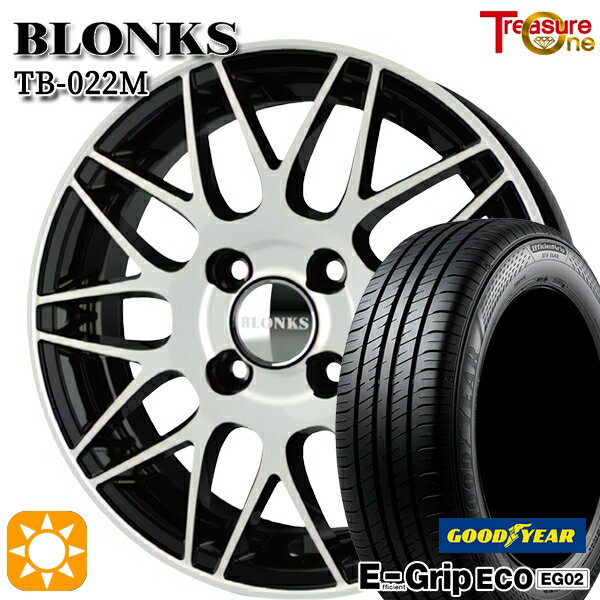 【0と5のつく日はP5倍！】 155/65R13 73S グッドイヤー エフィシェントグリップ エコ EG02 トレジャーワン ブロンクス TB022M ブラックポリッシュ 13インチ 4.0J 4H100 +45 サマータイヤホイールセット