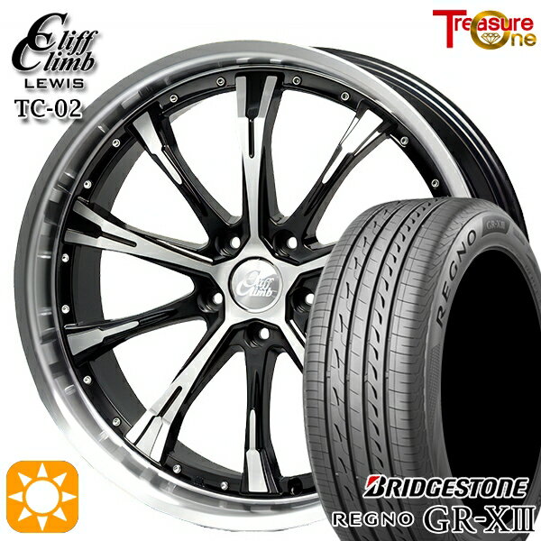 【取付対象】ジェイド アクセラ 225/40R18 92W XL ブリヂストン レグノ GR-X3 トレジャーワン クリフクライムルイス TC02 ブラックポリッシュ 18インチ 7.0J 5H114.3 サマータイヤホイールセット