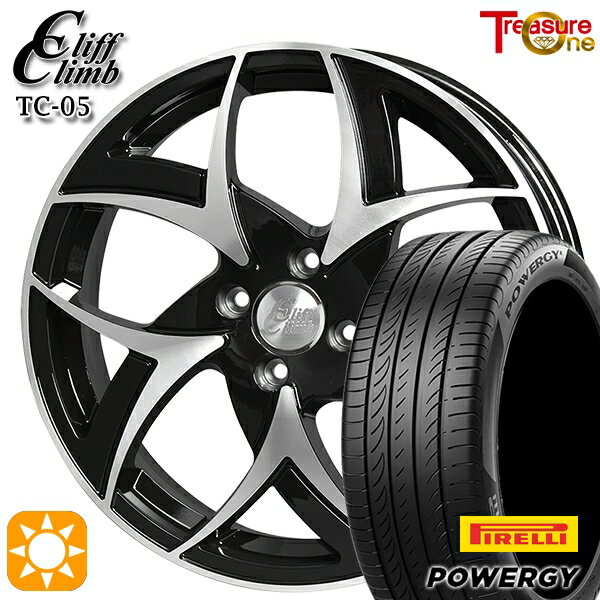 【取付対象】マツダ2 ノート 195/55R16 87V ピレリ パワジー トレジャーワン クリフクライム TC05 ブラックポリッシュ 16インチ 6.0J 4H100 サマータイヤホイールセット