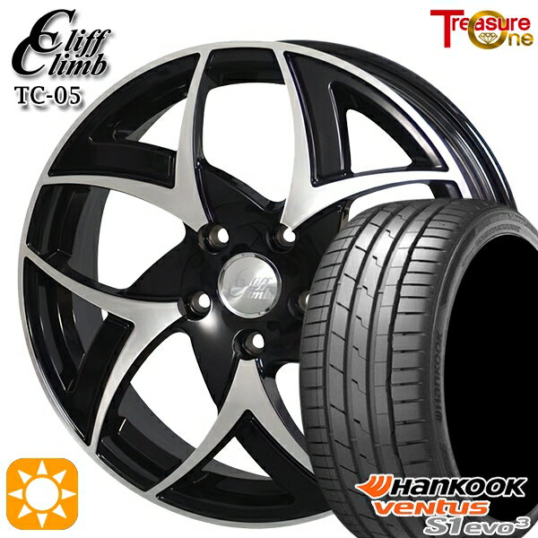 【取付対象】225/35R20 93Y XL ハンコック veNtus S1 evo3 K127 トレジャーワン クリフクライム TC05 ブラックポリッシュ 20インチ 8.5J 5H114.3 サマータイヤホイールセット