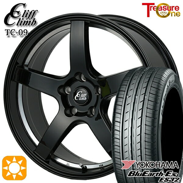 【取付対象】225/55R18 98V ヨコハマ ブルーアース ES32 トレジャーワン クリフクライム TC09 ブラックアンダーカットポリッシュ 18インチ 7.0J 5H114.3 サマータイヤホイールセット