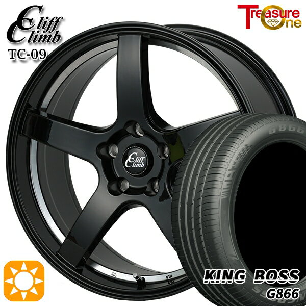 【取付対象】215/50R17 95W XL キングボス G866 トレジャーワン クリフクライム TC09 ブラックアンダーカットポリッシュ 17インチ 7.0J 5H114.3 サマータイヤホイールセット