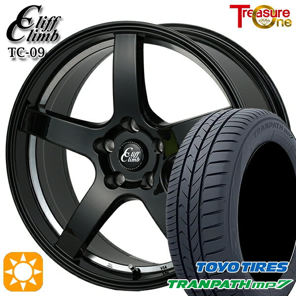【取付対象】215/55R17 94V トーヨー トランパス mp7 トレジャーワン クリフクライム TC09 ブラックアンダーカットポリッシュ 17インチ 7.0J 5H100 サマータイヤホイールセット