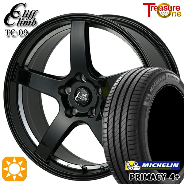 【取付対象】225/45R18 95W XL ミシュラン プライマシー4プラス トレジャーワン クリフクライム TC09 ブラックアンダーカットポリッシュ 18インチ 8.0J 5H114.3 サマータイヤホイールセット