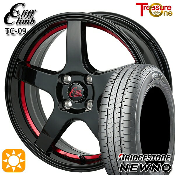 【取付対象】195/45R16 84V ブリヂストン ニューノ トレジャーワン クリフクライム TC09 ブラックレッドアンダーカット 16インチ 6.0J 4H100 サマータイヤホイールセット
