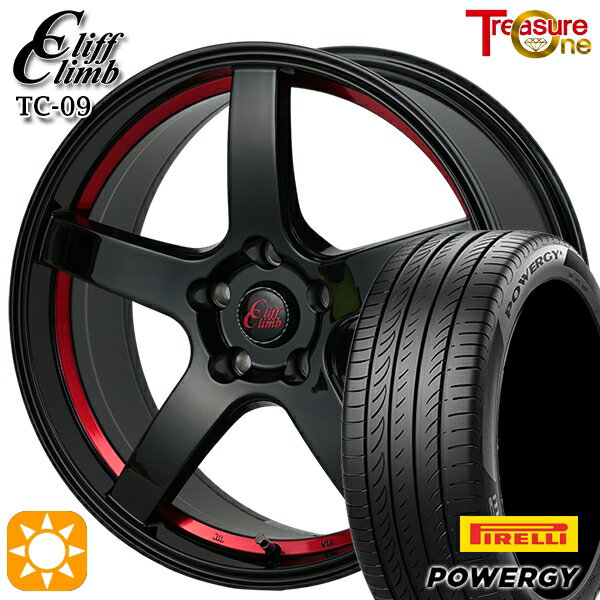 【取付対象】225/50R18 95W ピレリ パワジー トレジャーワン クリフクライム TC09 ブラックレッドアンダーカット 18インチ 8.0J 5H114.3 サマータイヤホイールセット