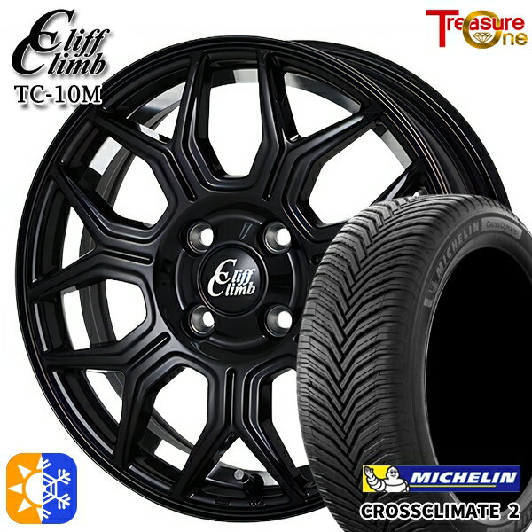195/55R16 91V XL ミシュラン クロスクライメート2 トレジャーワン クリフクライム TC10M ブラックアンダーカットポリッシュ 16インチ 6.5J 4H100 オールシーズンタイヤホイールセット